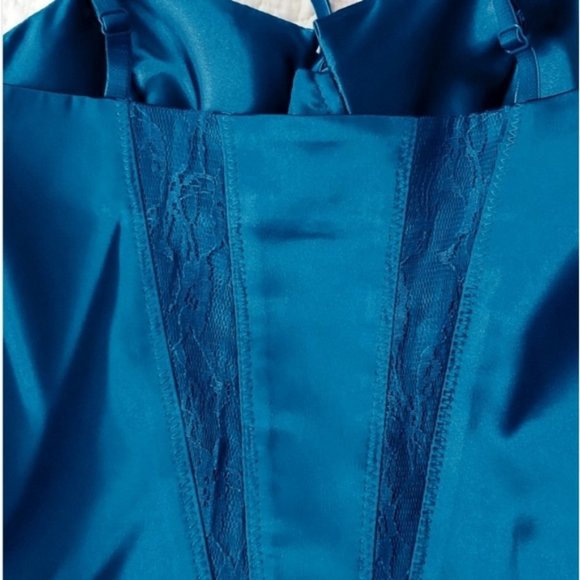 GUESS ORIGINAL- True Vintage Vivid Cerulean Blue Satin Bustier Corset Top - Picture 4 of 10